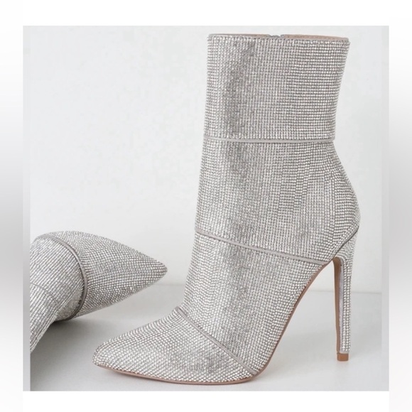 Steve Madden Winona Rhinestone Stiletto High Heel Bootie Mid-Calf - Picture 12 of 12
